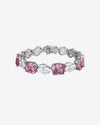 ZIRAVE Jewelry Cushion-Cut Gemstone Alternating Tennis Bracelet (Multi-Color Options)