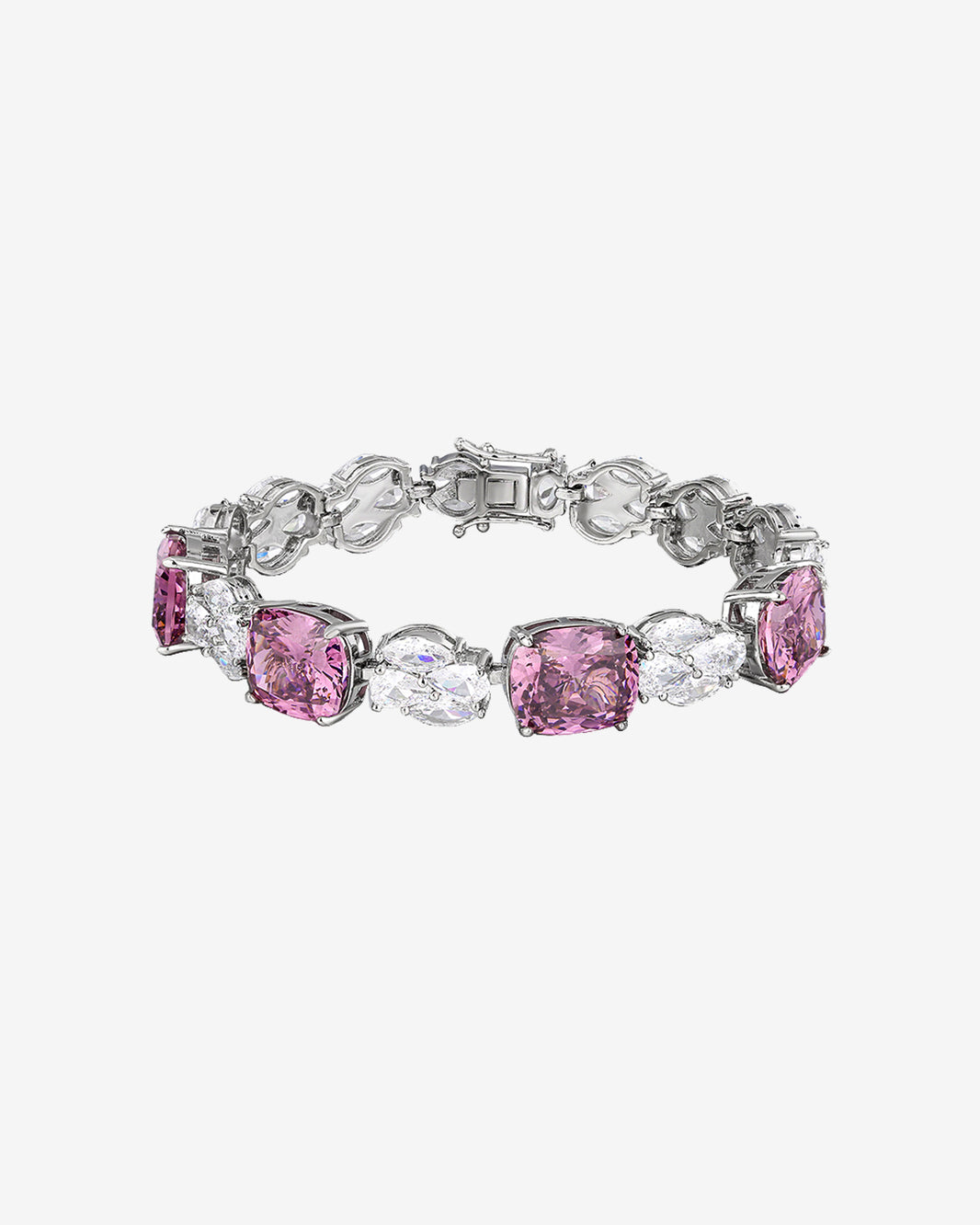 ZIRAVE Jewelry Cushion-Cut Gemstone Alternating Tennis Bracelet (Multi-Color Options)