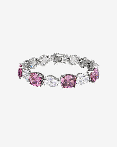 ZIRAVE Jewelry Cushion-Cut Gemstone Alternating Tennis Bracelet (Multi-Color Options)