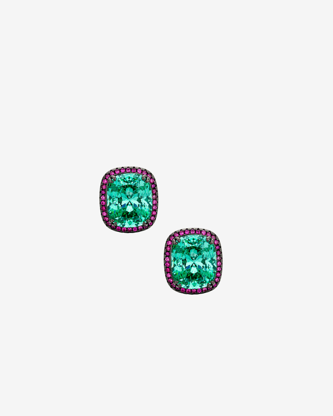 ZIRAVE Jewelry Radiant-Cut Faux Pink Diamond Dark Style Earrings