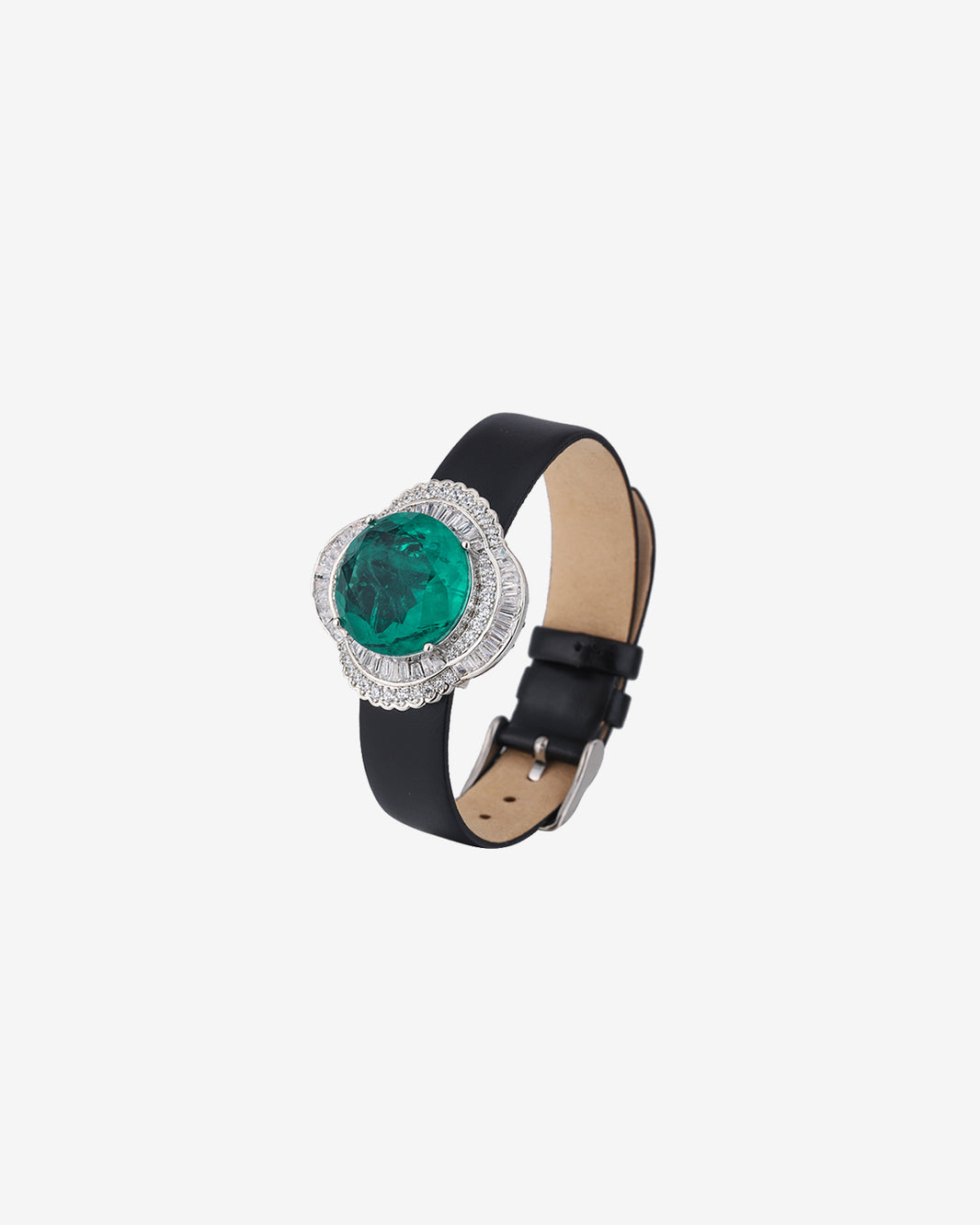 ZIRAVE Jewelry Emerald-Style Clover Halo  Watch