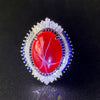 ZIRAVE Jewelry Cabochon Green Agate Simulant Ring