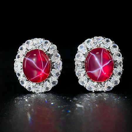 ZIRAVE Jewelry Cushion-Cut Faux Pink Diamond Two-Stone Earrings