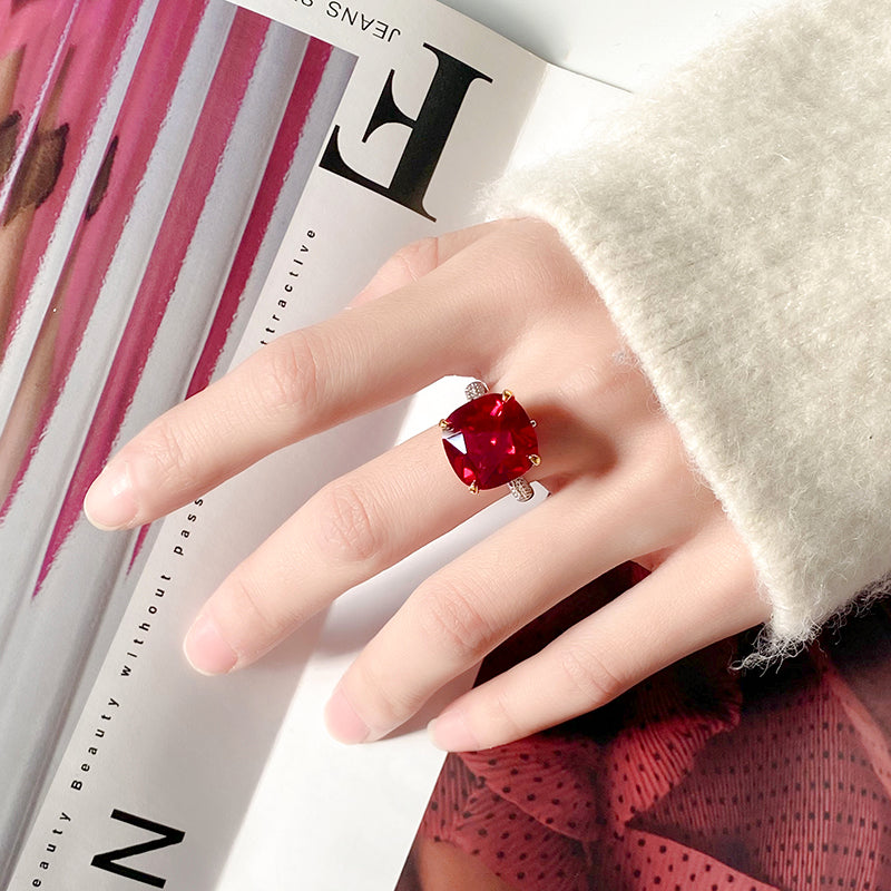 ZIRAVE Jewelry Vintage Simulated Gemstone Cushion-Cut Ring  (4 Colors)