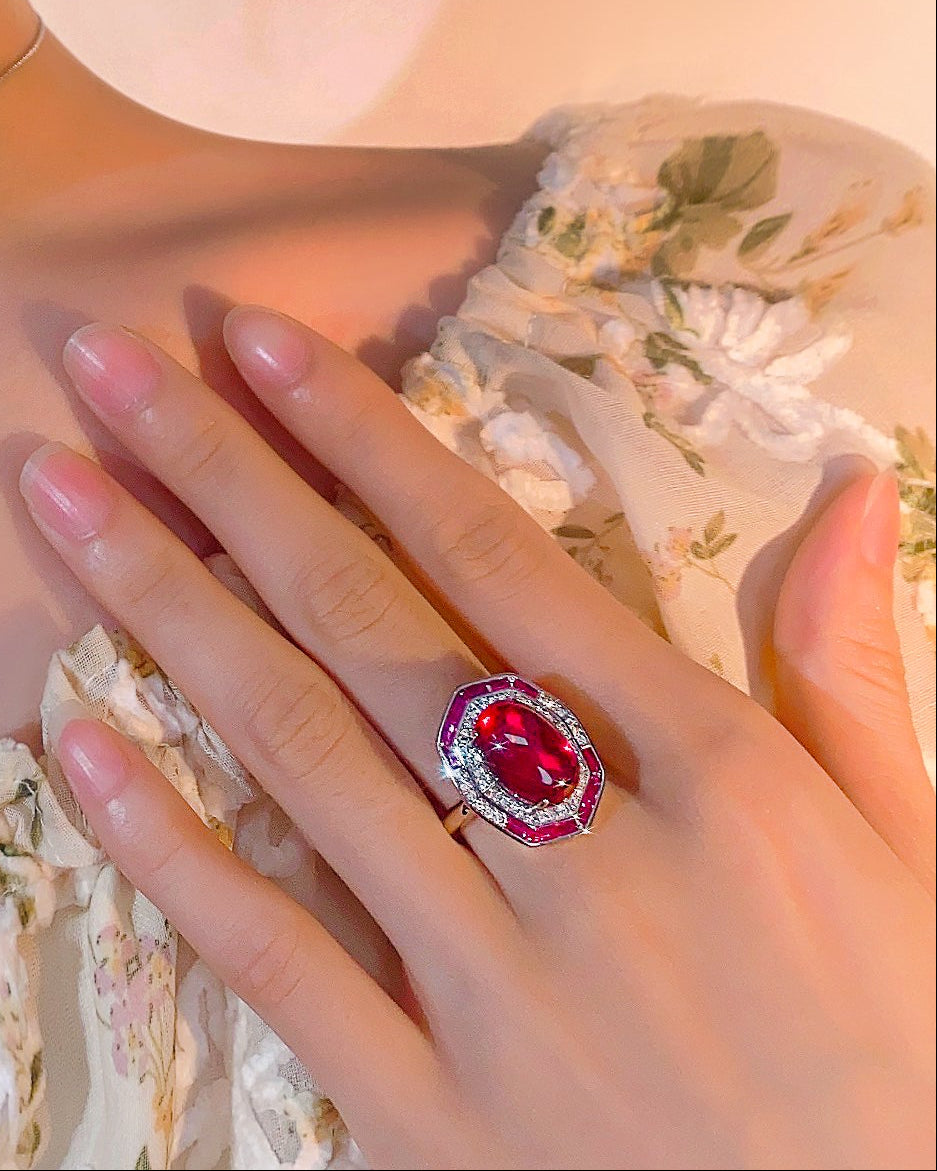 ZIRAVE Jewelry Vintage Gemstone Halo Chalcedony Ring