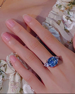 ZIRAVE Jewelry Vintage Simulated Blue Diamond Cushion Ring