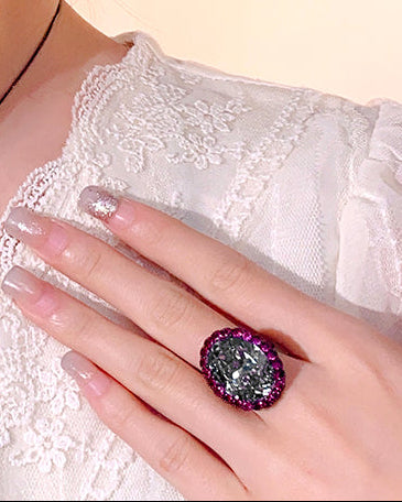 ZIRAVE jewelry simulation blue spinel premium egg-shaped ring
