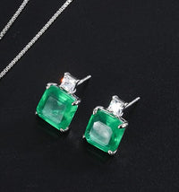 ZIRAVE Jewelry Simulation Emerald Vintage Stud Earrings