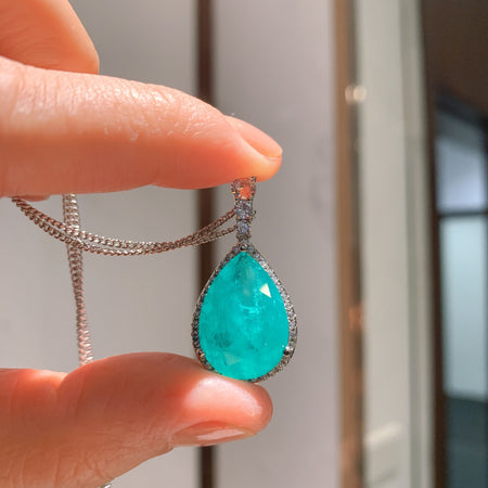 ZIRAVE Jewelry Imitation Paraiba Necklace