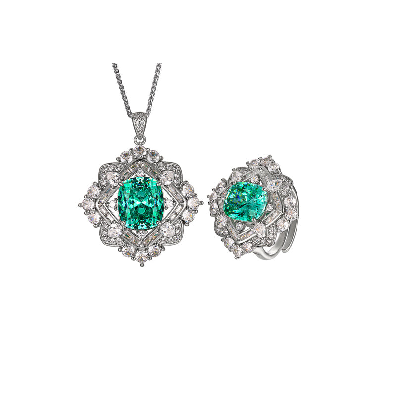 ZIRAVE Imitation Peacock Sapphire Jewelry Set
