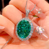 ZIRAVE Jewelry Oval Sapphire Simulant Halo Nicklace