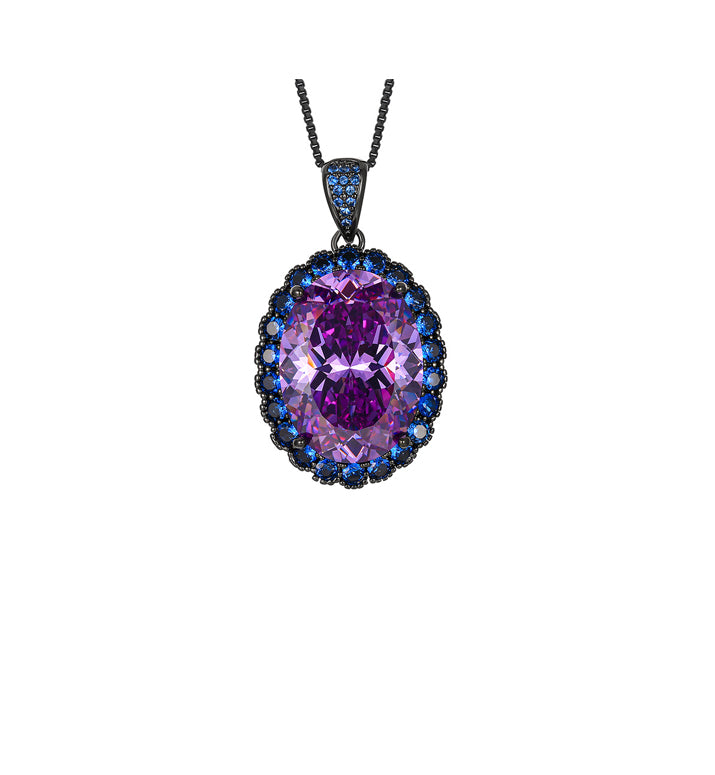 ZIRAVE jewelry simulation blue spinel premium egg-shaped  Pendant with Chain