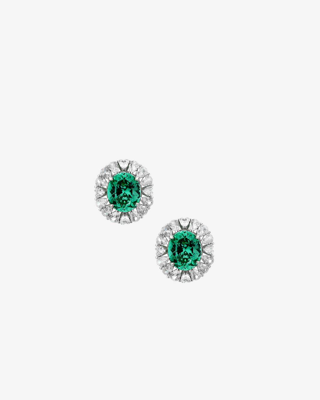 ZIRAVE Jewelry Oval Faux Green Paraiba Tourmaline Halo Earrings