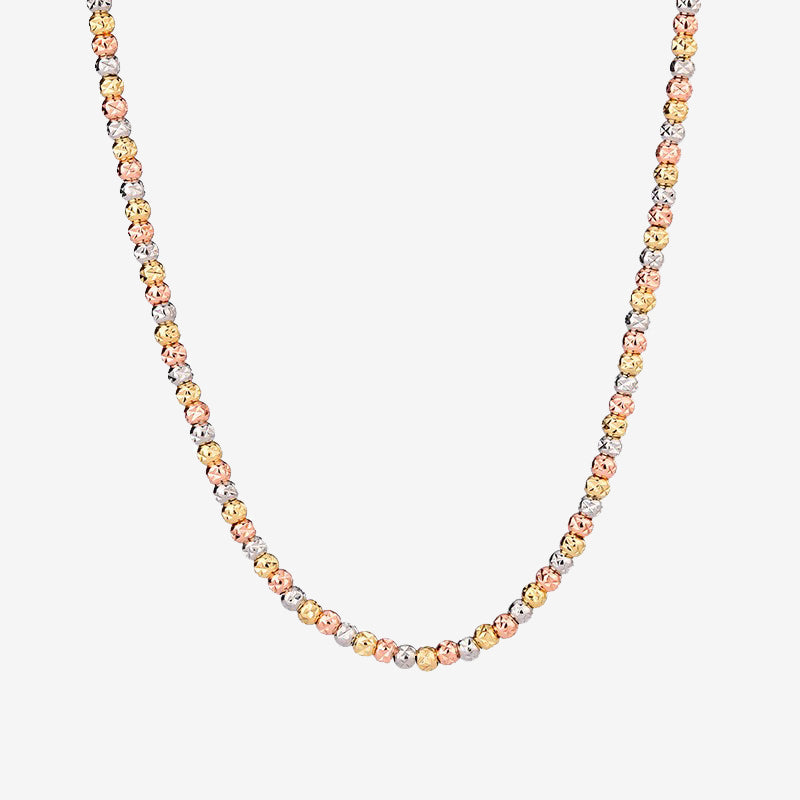 ZIRAVE Jewelry TTri-color diamond-cut bead Necklace