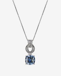 ZIRAVE Jewelry Vintage Simulated Blue Diamond Cushion Nicklace