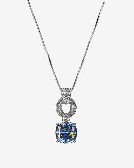ZIRAVE Jewelry Vintage Simulated Blue Diamond Cushion Nicklace