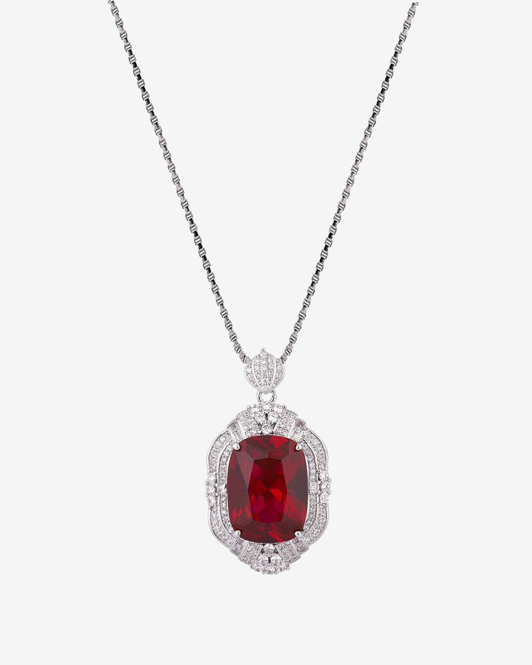 ZIRAVE Jewelry Vintage Simulated Pink Diamond  Halo Necklace