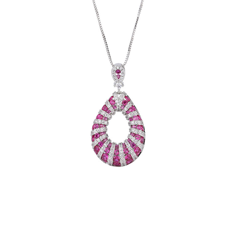 ZIRAVE Jewelry Simulation Pigeon Blood Red Sapphire Necklace