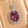 ZIRAVE Jewelry Oval Sapphire Simulant Halo Nicklace