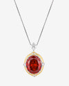 ZIRAVE Jewelry Two-Tone Vintage Large Oval Gemstone Pendant Available in 3 Colors