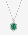 ZIRAVE Jewelry Cabochon Green Agate Simulant Nacklace