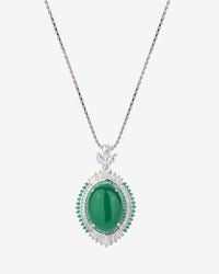 ZIRAVE Jewelry Cabochon Green Agate Simulant Nacklace