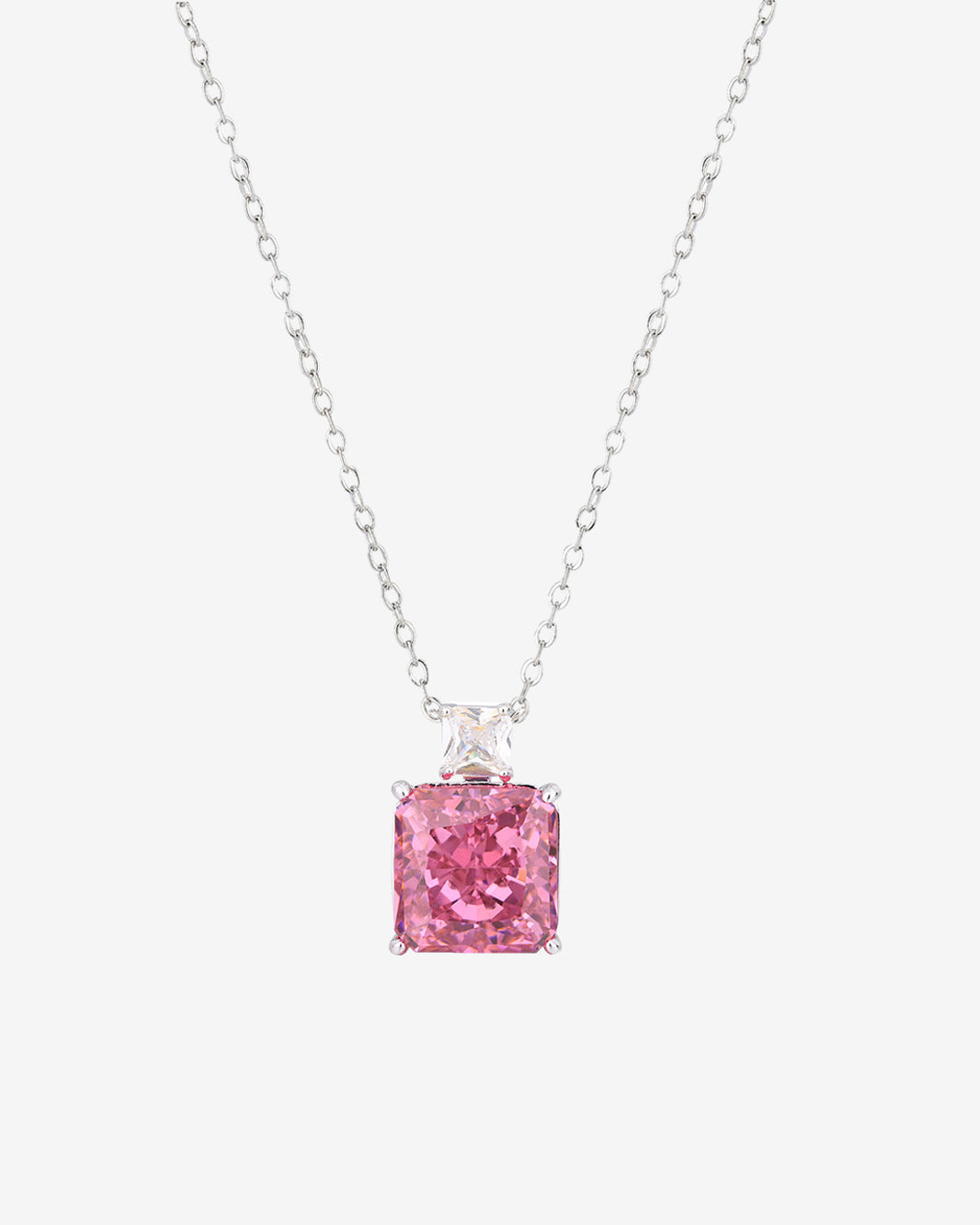 ZIRAVE Jewelry Vintage Simulated Pink Diamond Cushion Nicklace