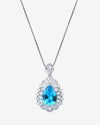 ZIRAVE Jewelry Teardrop Faux Gem Halo Necklace