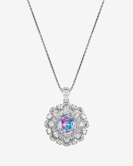 ZIRAVE JewelryGradient Gemstone Sunflower Halo Necklace