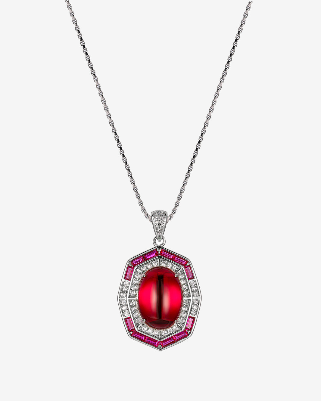 ZIRAVE Jewelry Vintage Gemstone Halo Chalcedony Necklace