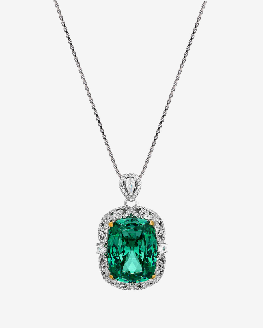 ZIRAVE Jewelry Two-Tone Gold Simulated Paraiba Gemstone Necklace