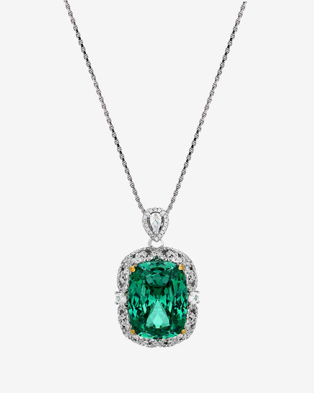ZIRAVE Jewelry Two-Tone Gold Simulated Paraiba Gemstone Necklace