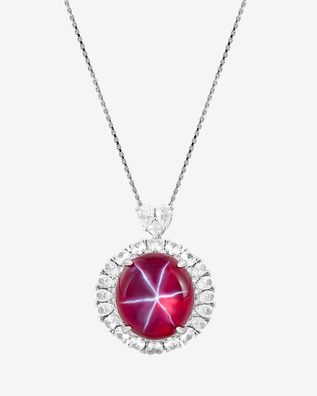ZIRAVE Jewelry Cushion-Cut Faux Pink Diamond Two-Stone Necklace