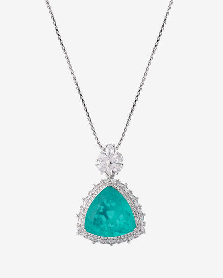 ZIRAVE Jewelry Triangle-Cut Faux Paraiba Tourmaline Necklace