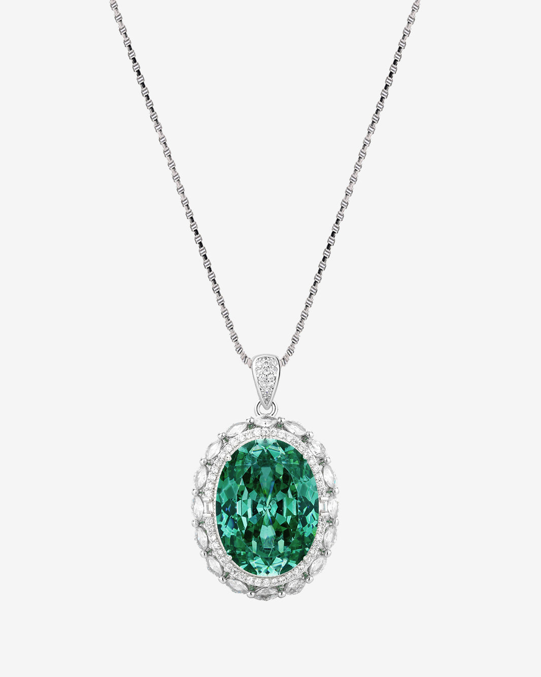 ZIRAVE Jewelry Vintage Oval Emerald Halo Nicklace