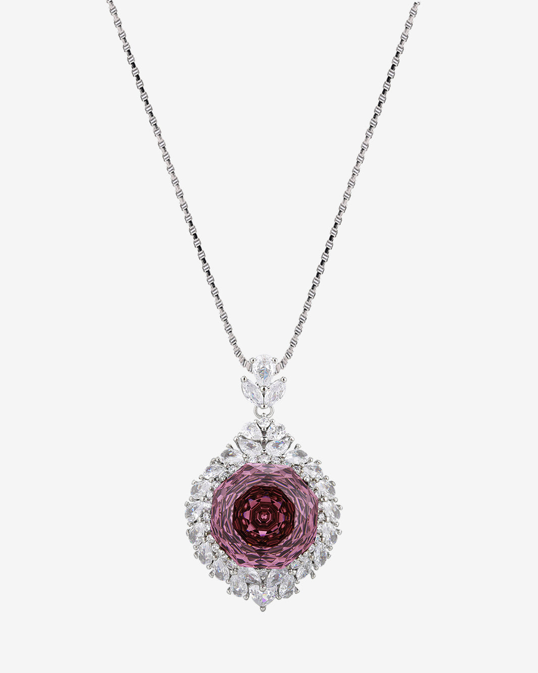 ZIRAVE Jewelry Rose Cut Colorful Gemstone Halo Gold Pendant, 3 Colors Available