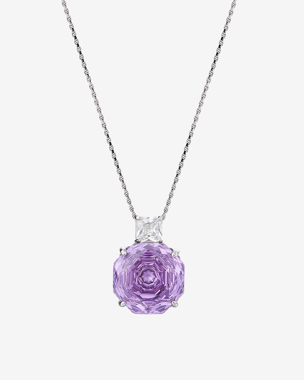 ZIRAVE Jewelry Rose-Cut Faux Purple Diamond Necklace