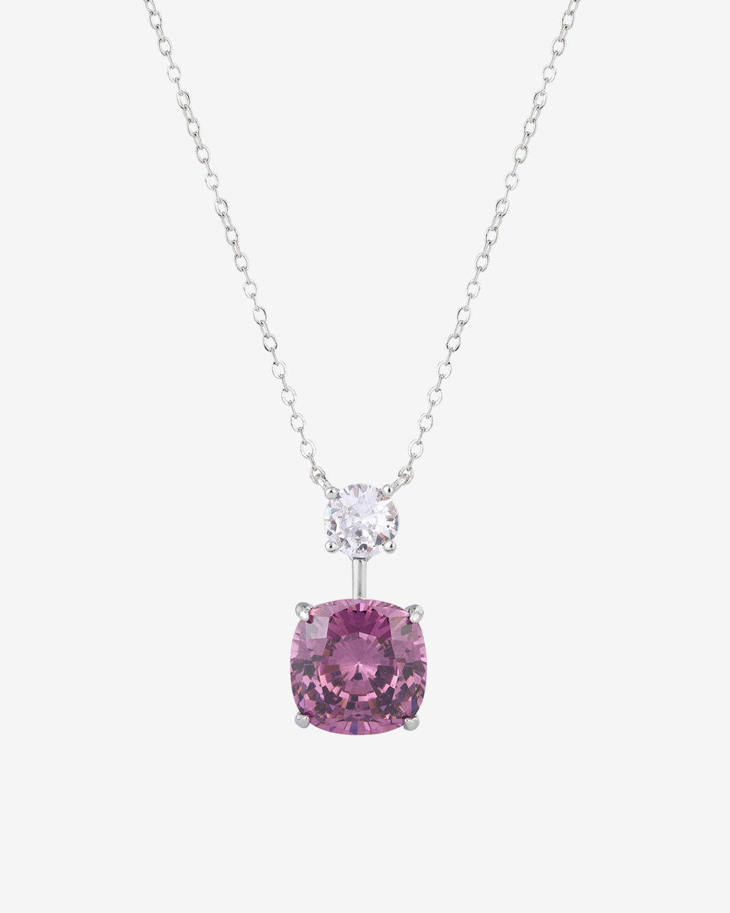 ZIRAVE Jewelry Cushion-Cut Faux Pink Diamond Necklace