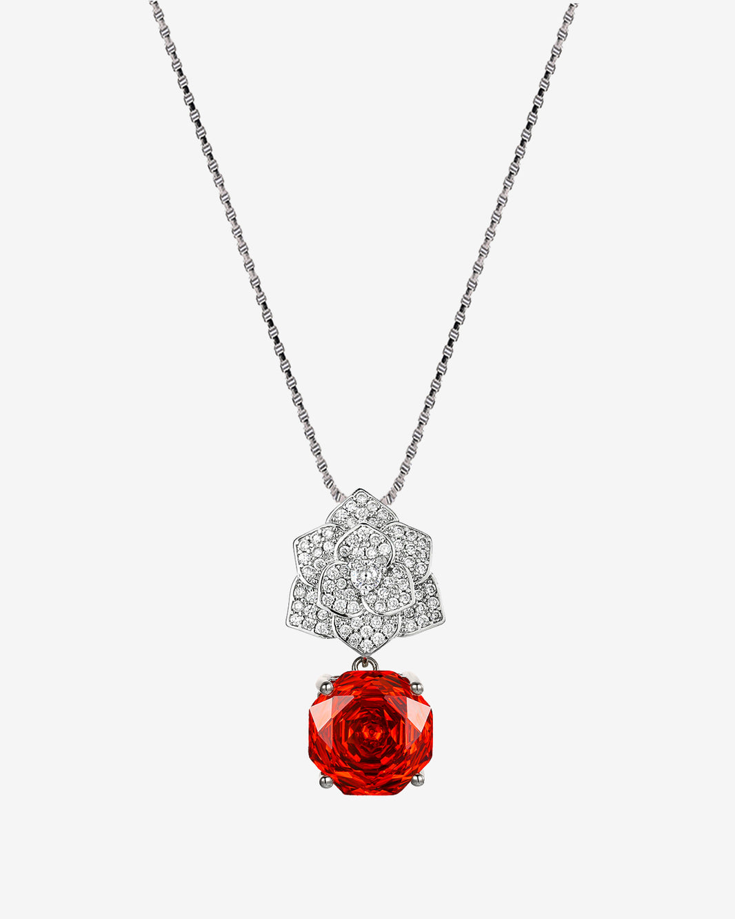 ZIRAVE Jewelry Camellia Pink Diamond Pendan