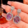 ZIRAVE Jewelry Oval Sapphire Simulant Halo Earrings