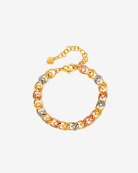 ZIRAVEJewelry Tri-Color Copper Gold Plated 8mm Chunky Interlocking Link Adjustable Bracelet
