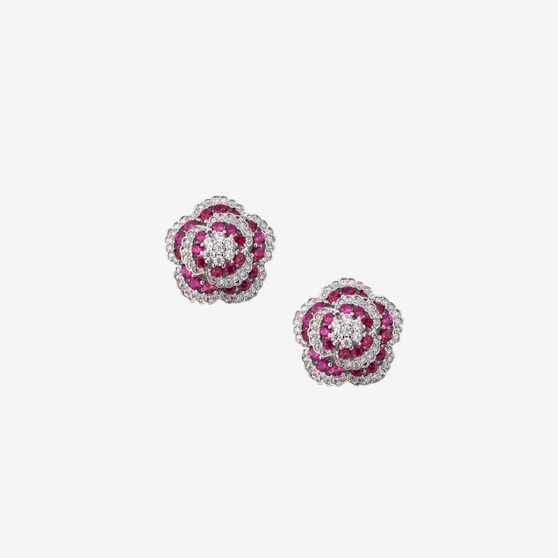 ZIRAVE Jewelry Vintage Multi-layer Flower Sapphire Earrings