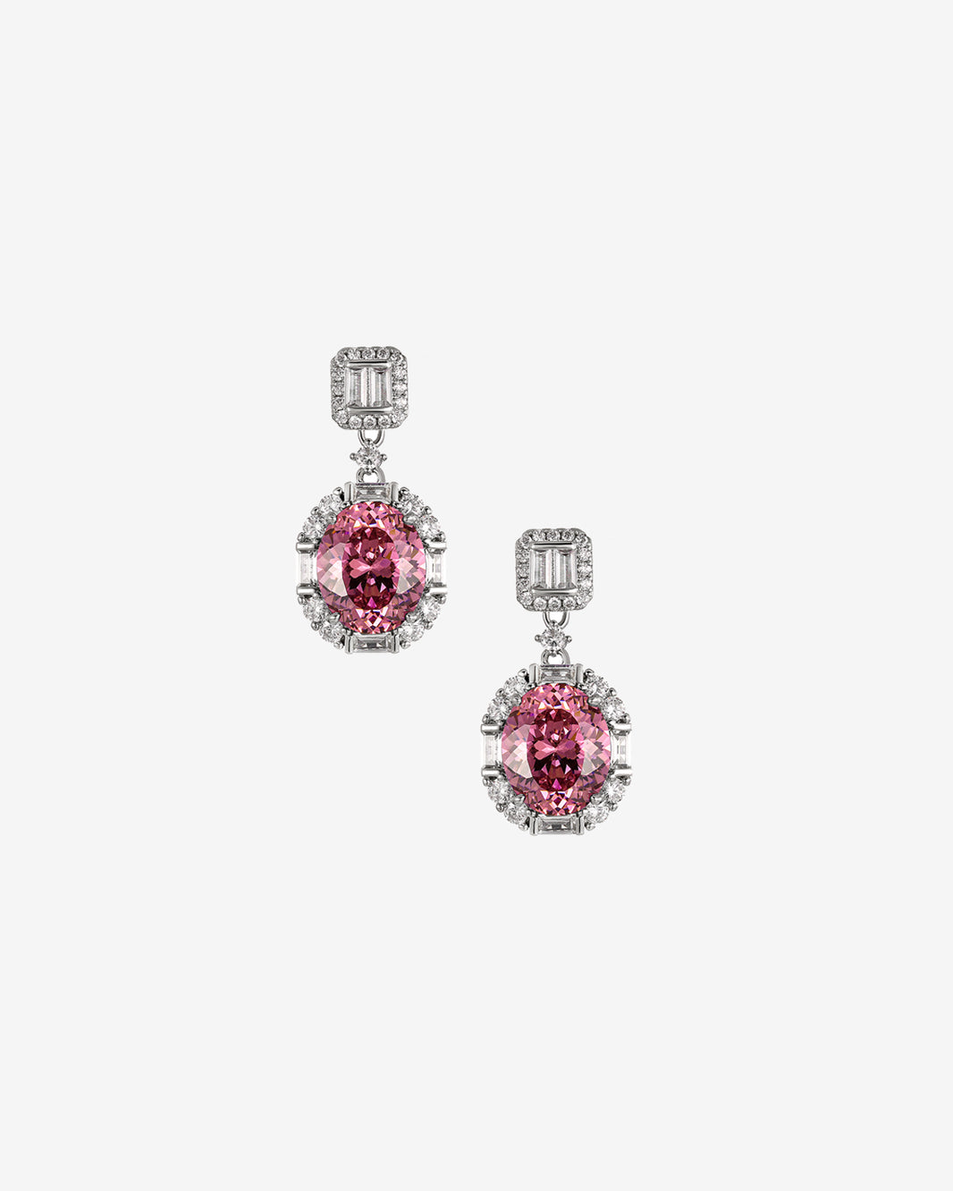 ZIRAVE Jewelry Oval Sapphire Simulant Halo Earrings