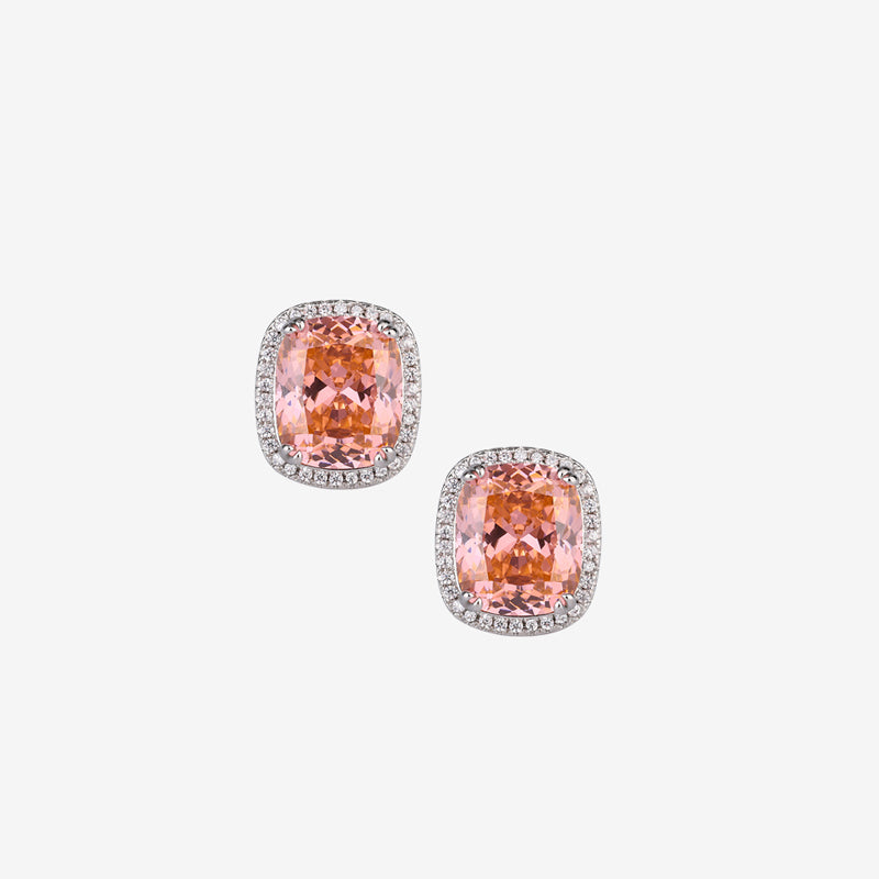ZIRAVE Jewelry Cushion Cut Pink Diamond Simulant Earrings