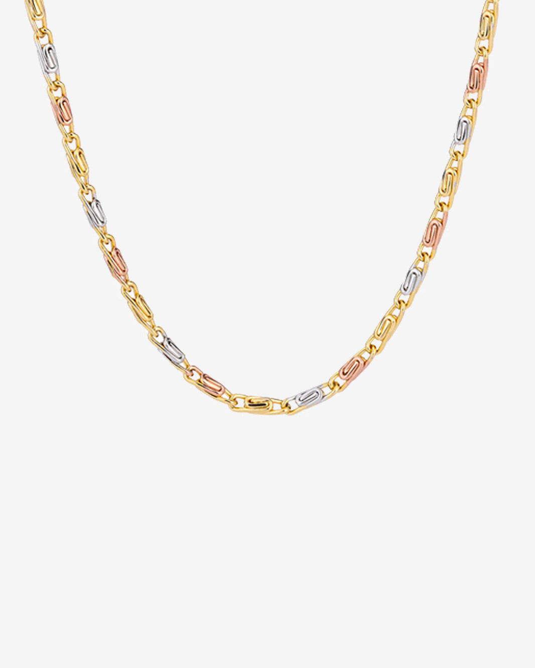 ZIRAVEJewelry Tri-Color Copper Gold Plated Slim Paperclip Chain Adjustable Necklace