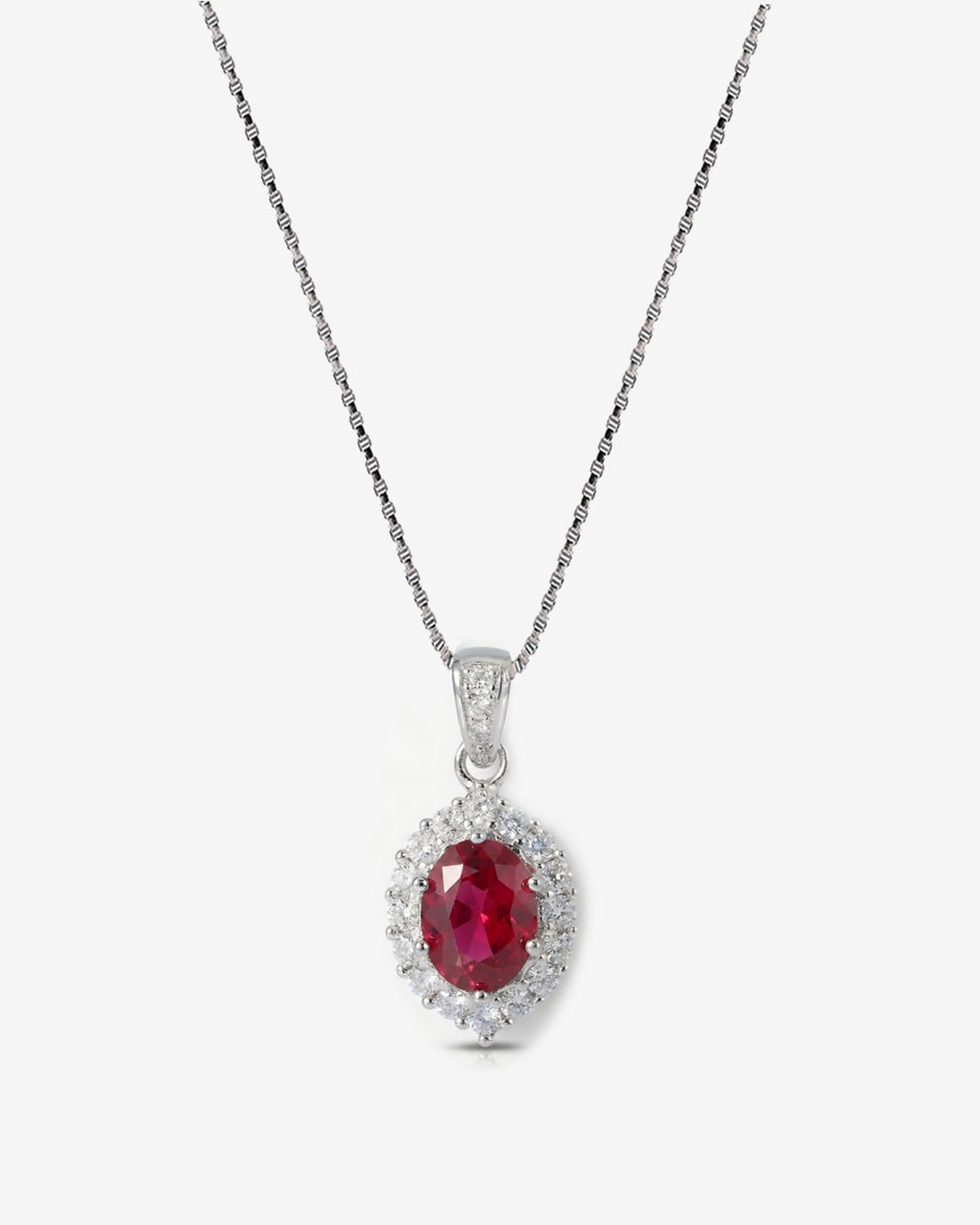 ZIRAVE Jewelry Oval-Cut Simulated Sapphire Necklace