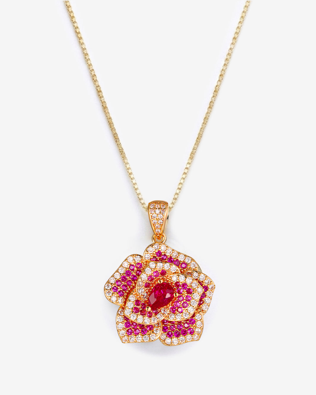 ZIRAVE jewelry simulation red corundum rose light  Pendant with Chain