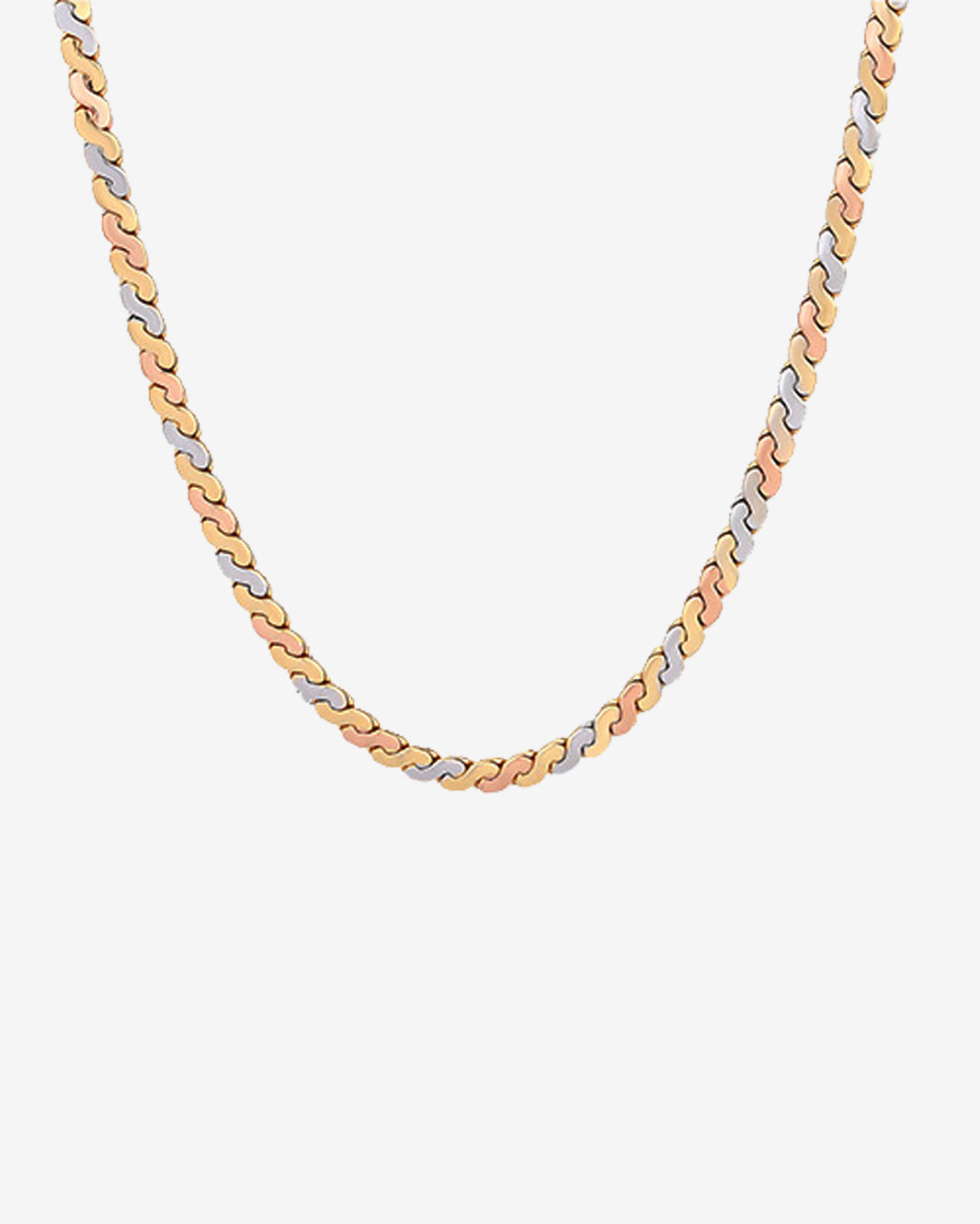 ZIRAVE Jewelry Tri-Color Copper Gold Plated Curb Chain Adjustable Nicklace