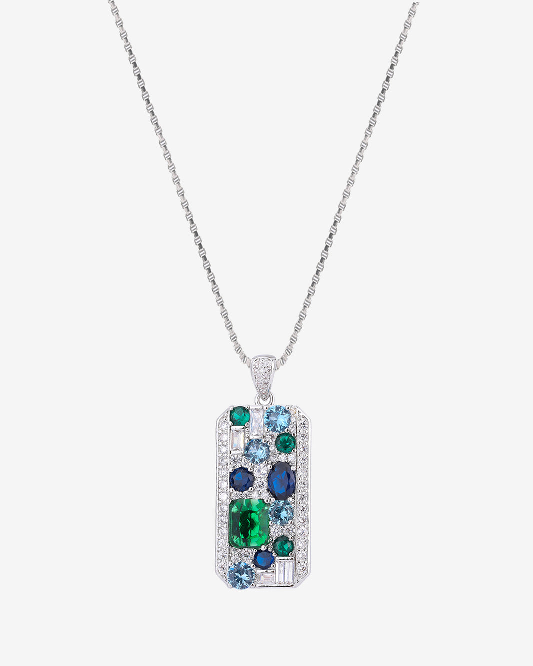 ZIRAVE jewelry simulation color treasure large square Color-blocked Pendant