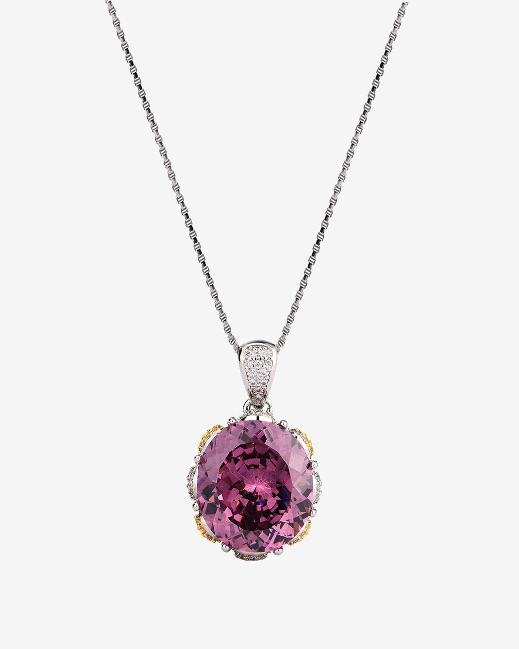 ZIRAVE Jewelry Imitation Dried Rose Padparadscha Light Luxury Oval Necklace